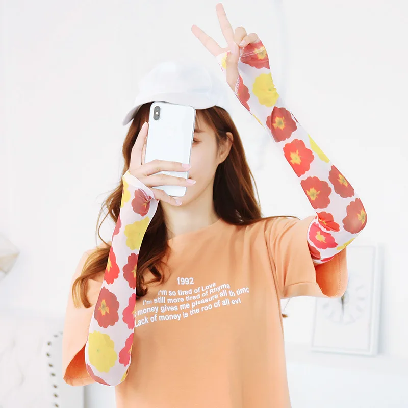 Перчатки для вождения автомобиля с защитой от УФ-лучей принтом Маргариток и