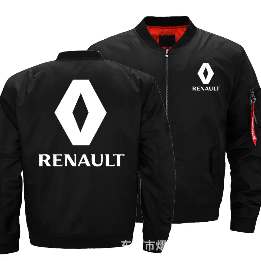 

2020 NEW Mens Warm Renault Fit Fly Pilot jacket Car Logo Print Sweatshirt Hip Hop Male Clothing jacket