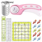 Набор инструментов для кожевенного резака, 45 мм Вращающийся резак с 5 сменными лезвиями, линейка для резки, зажимы для ткани, сделай сам для квилтинга и рукоделия