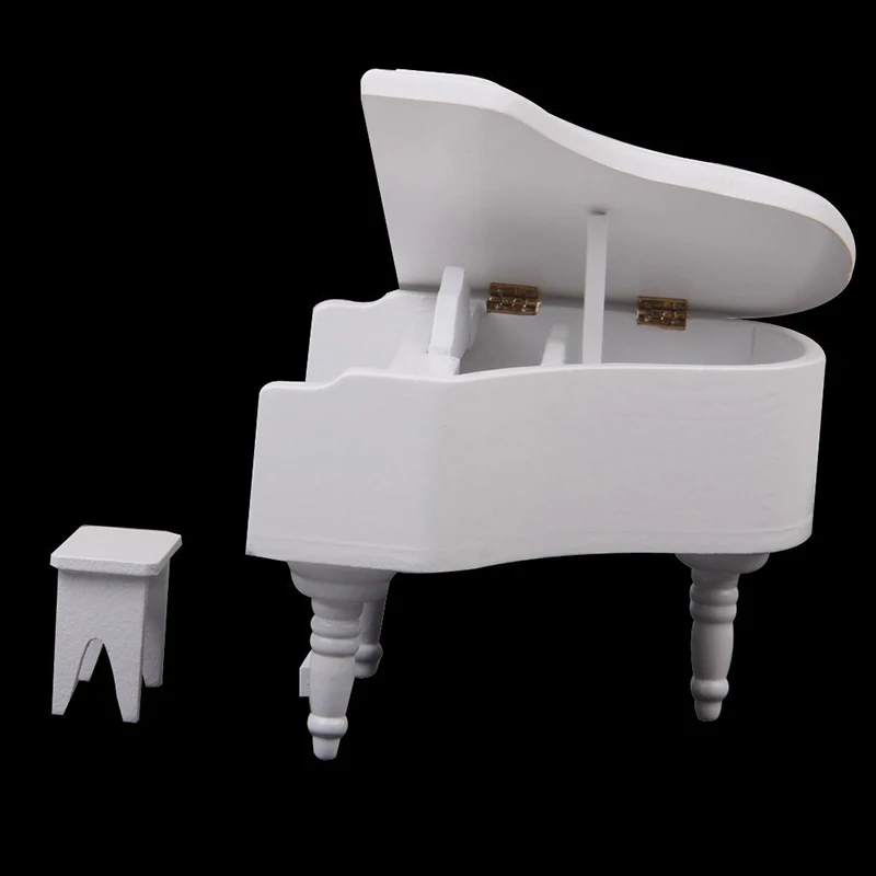 

1:12 Exquisite Wooden Piano Miniature Doll House White