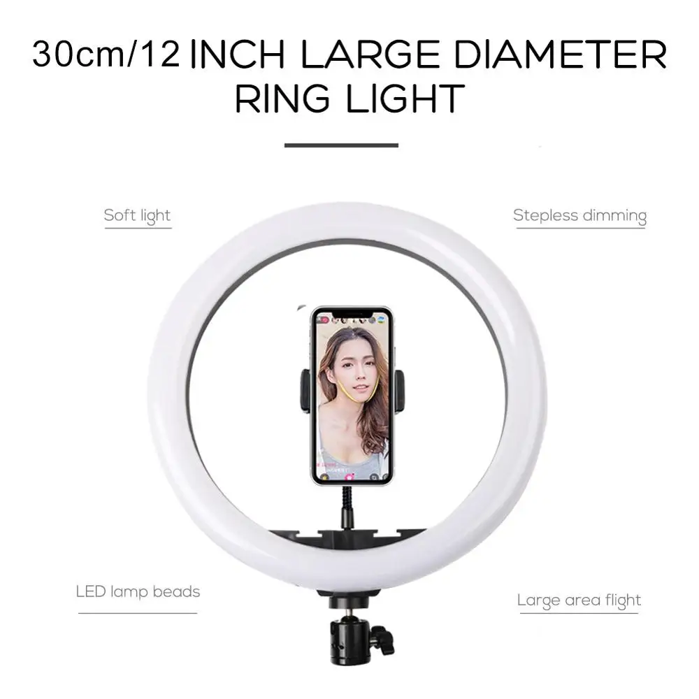 12 дюймовый светодиодный селфи кольцо светильник с подставкой 30 см студийный фон