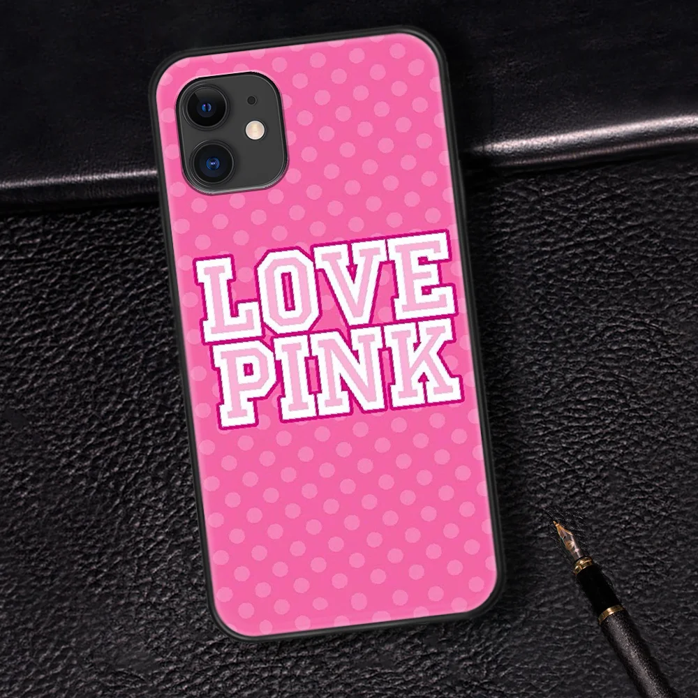 

Victoria Pink Vs Brand Phone Case For Iphone 5 5S SE 2020 6 6S 7 8 Plus 11 12 Mini X XS XR Pro Max black Waterproof Fashion Back
