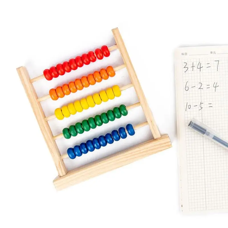 

Montessori Children Math Learning Educational Toy Wooden Calculation Abacus Calculation Counter Gear Frame Five Toy Kids Ab