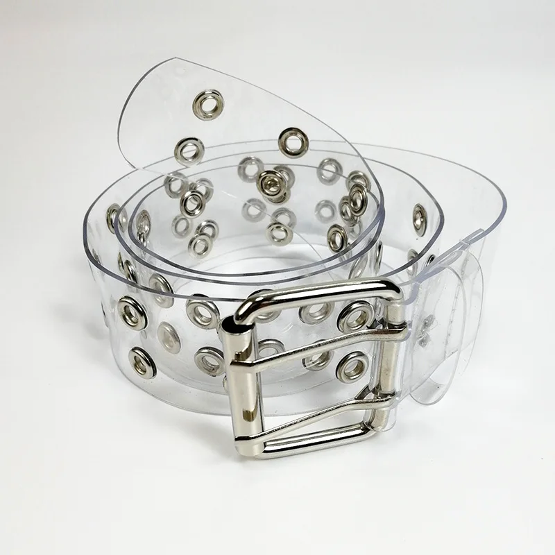 Ремень с двумя рядами прокладок для женщин двойная Пряжка из ПВХ ремешок джинсов