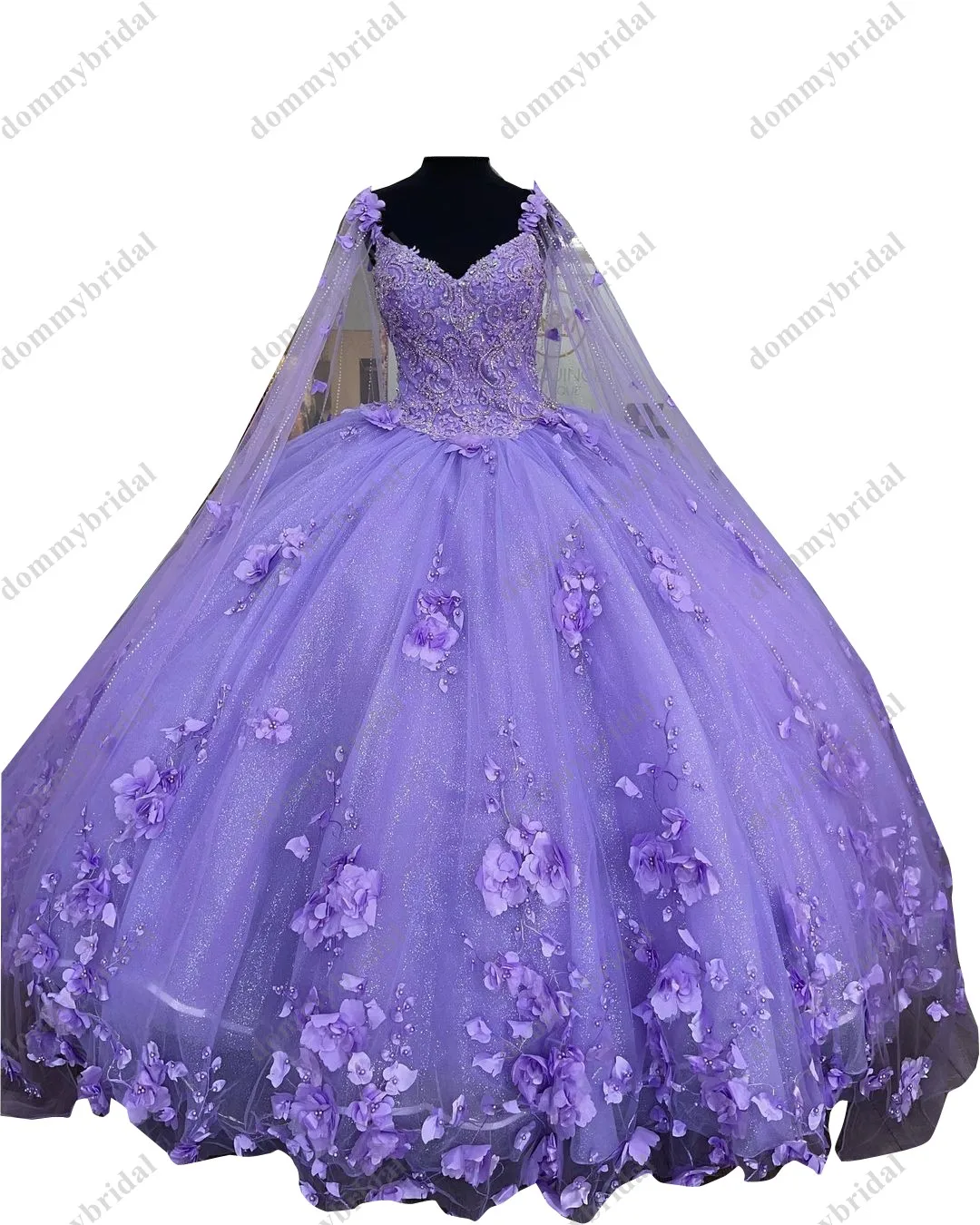 

2023 дизайнерское бальное платье королевы, сиреневые платья Quinceanera с накидкой, халат, обертывания, 3D цветочные узоры, цветы, кружево, тюль, блес...