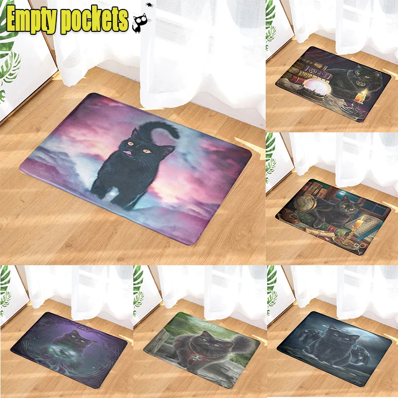 

Witch Salem Cat Welcome Floor Rug Doormat Coffee Carpet Bed Living Room Home Kitchen Outdoor Floor Non-slip Mat Gift