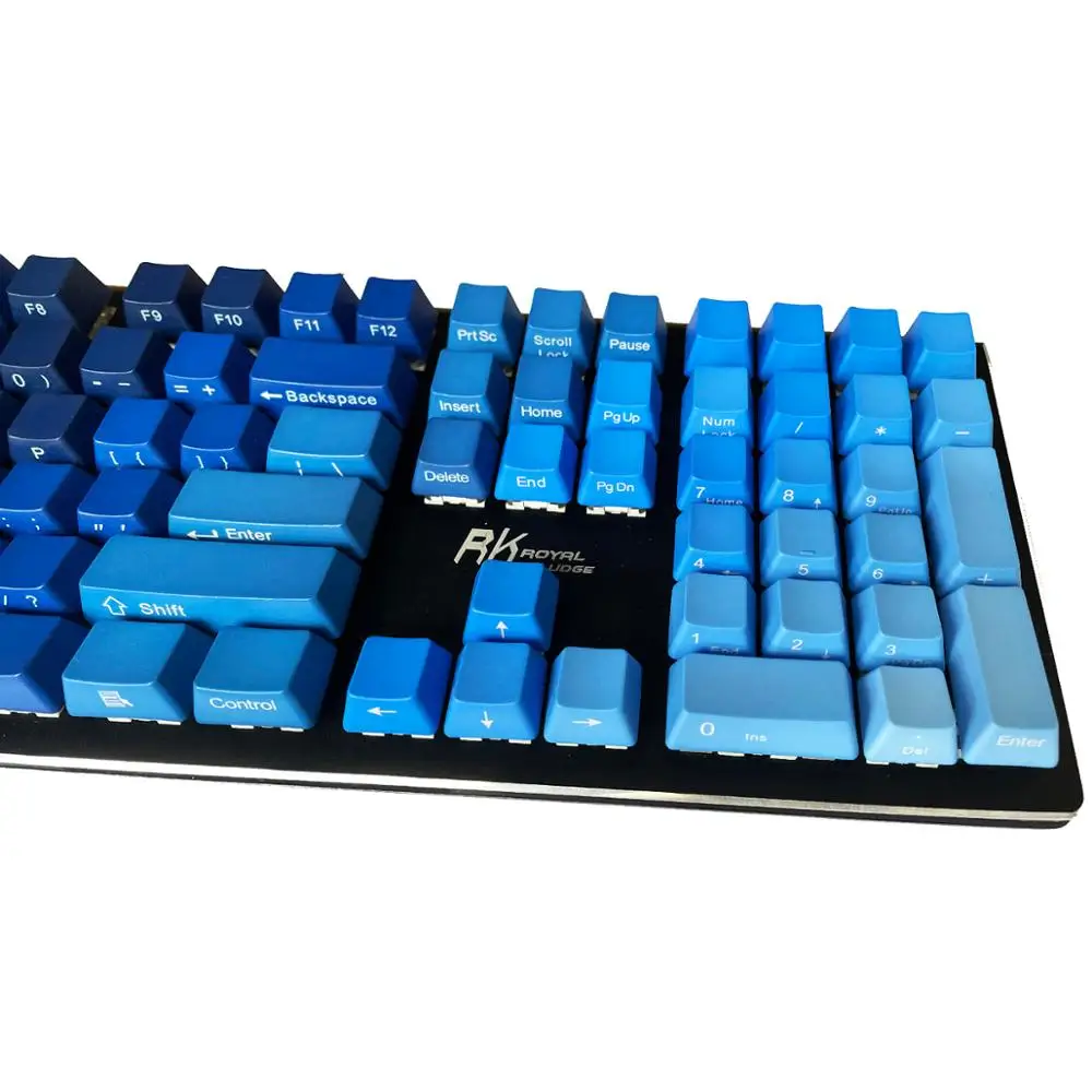 Клавишные колпачки цвета синего океана с градиентом PBT 87 108 OEM профиль ANSI ISO