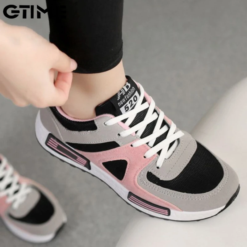 

Женские кроссовки на шнуровке Gtime, сетчатые удобные кроссовки на плоской вулканизированной подошве, спортивная обувь, SE615