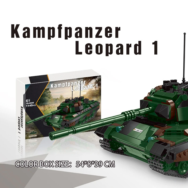 

1145pcs High Tech WW2 GERMAN MAIN BATTLE TANK LEOPARD 1 Military Tanks Building Blocks DIY Collection Model Toys for Boys Gifts