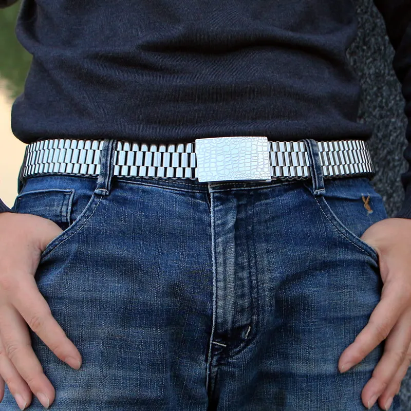 Мужской ремень с автоматической пряжкой из нержавеющей стали 140/130 см | Аксессуары