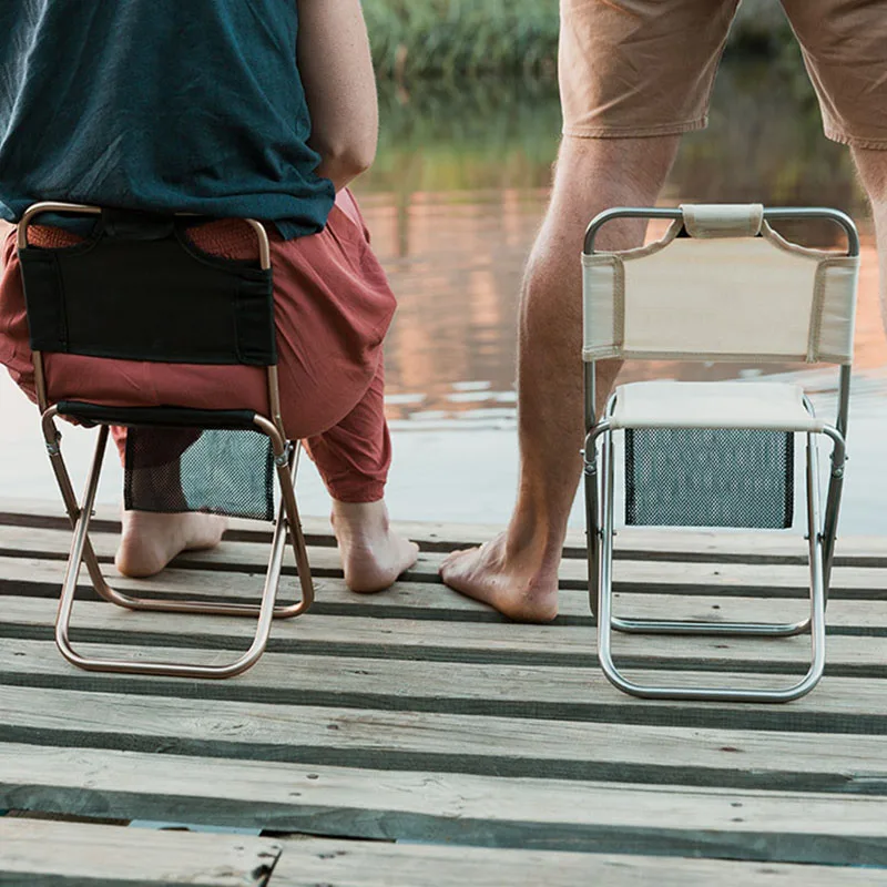 

Newly Folding Chair with Backrest Storage Pouch Portable Picnic Camping Fishing Foldable Stool