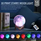 Цветная лампа с 3D рисунком луны и звезд 16 видов цветов, светодиодный ночник с сенсорным управлением, питание от USB, креативный Галактический домашний садовый декор