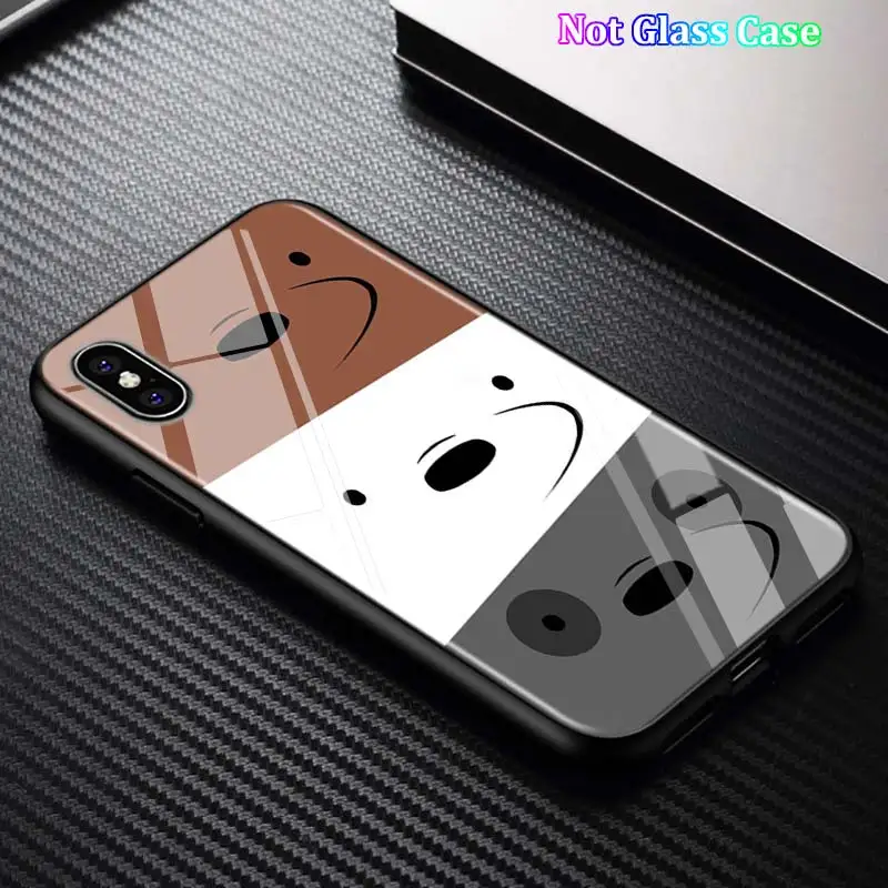 Black Cover Cute Bare Bears for iPhone 11 11Pro X XR XS Max for iPhone 8 7 6 6S Plus 5S 5 SE Glossy Phone Case