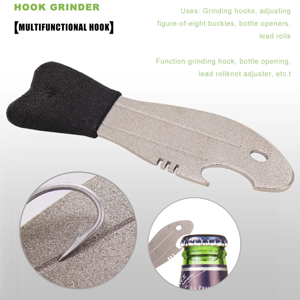 

Multi-function Hook Grinder Bottle Opener Anti Slip Handle Polished Outdoor Camping Hiking Groove Tool
