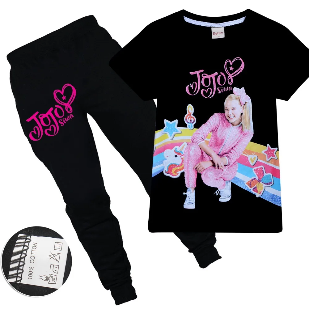 Специальная цена JOJO Siwa летние короткие топы черные брюки леггинсы одежда