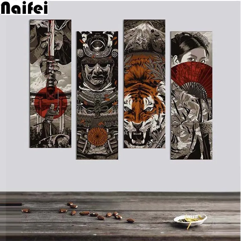 Алмазная 5d Вышивка сделай сам картина из страз с японским Самураем фехтователем