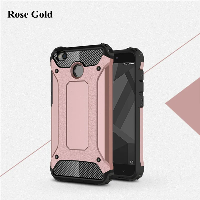 Rose Gold Чехол для Xiaomi Redmi 4X случае Роскошные Броня Гибридный ударопрочный Жесткий PC+ TPU Прочный Влияние для Redmi 4X Примечание 5 7 Pro 4X4 Чехол - Цвет: Rose Gold
