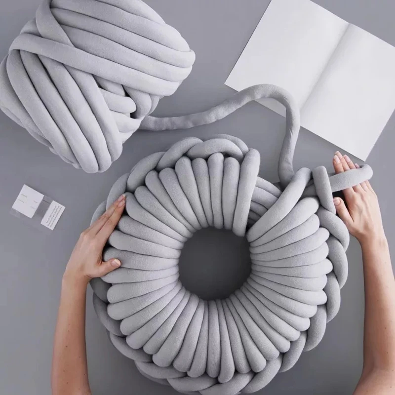 Супер объемное трикотажное одеяло из шерстяной пряжи очень толстая пряжа для