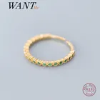 Женское Открытое кольцо WANTME, из серебра 925 пробы с зеленым кристаллом геометрической формы, подарочное ювелирное изделие, 2021