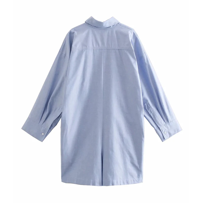 

TRAF Female Jumpsuit Za 2021 Print Shirt-Style Woman Short Playsuit Summer Fashion Long Sleeve Casual Overalls Women Rompers