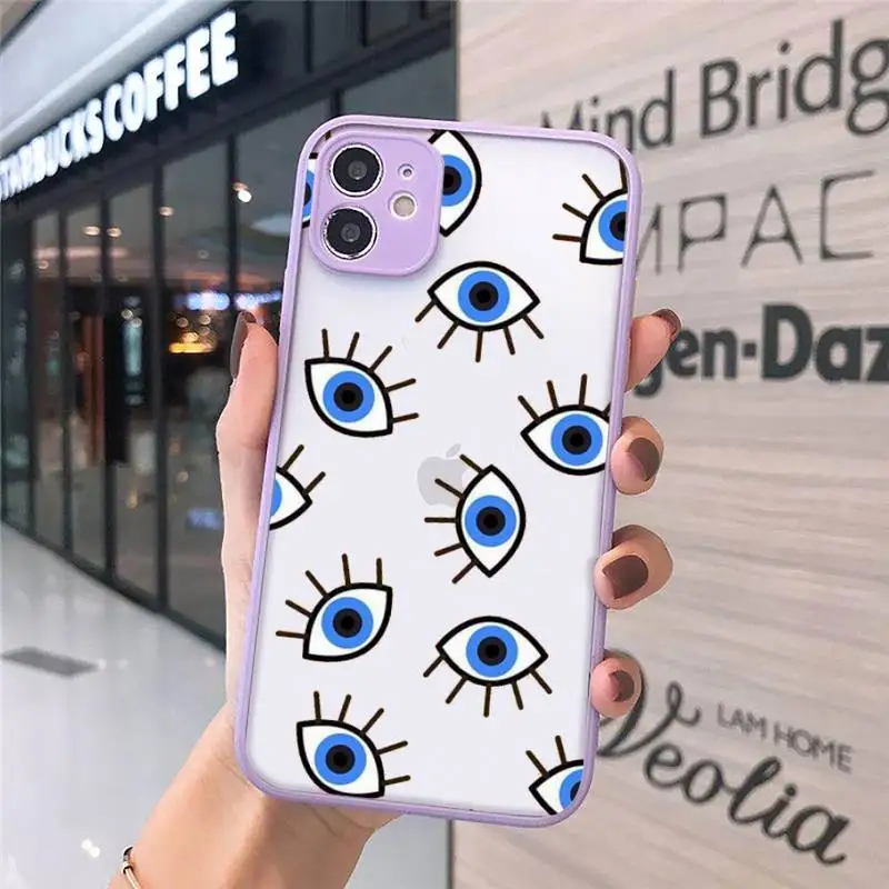 

Lucky Eye Blue Evil Eye Print Phone Case matte transparent For purple iPhone 7 8 x xs xr 11 12 pro plus max mini Clear Funda