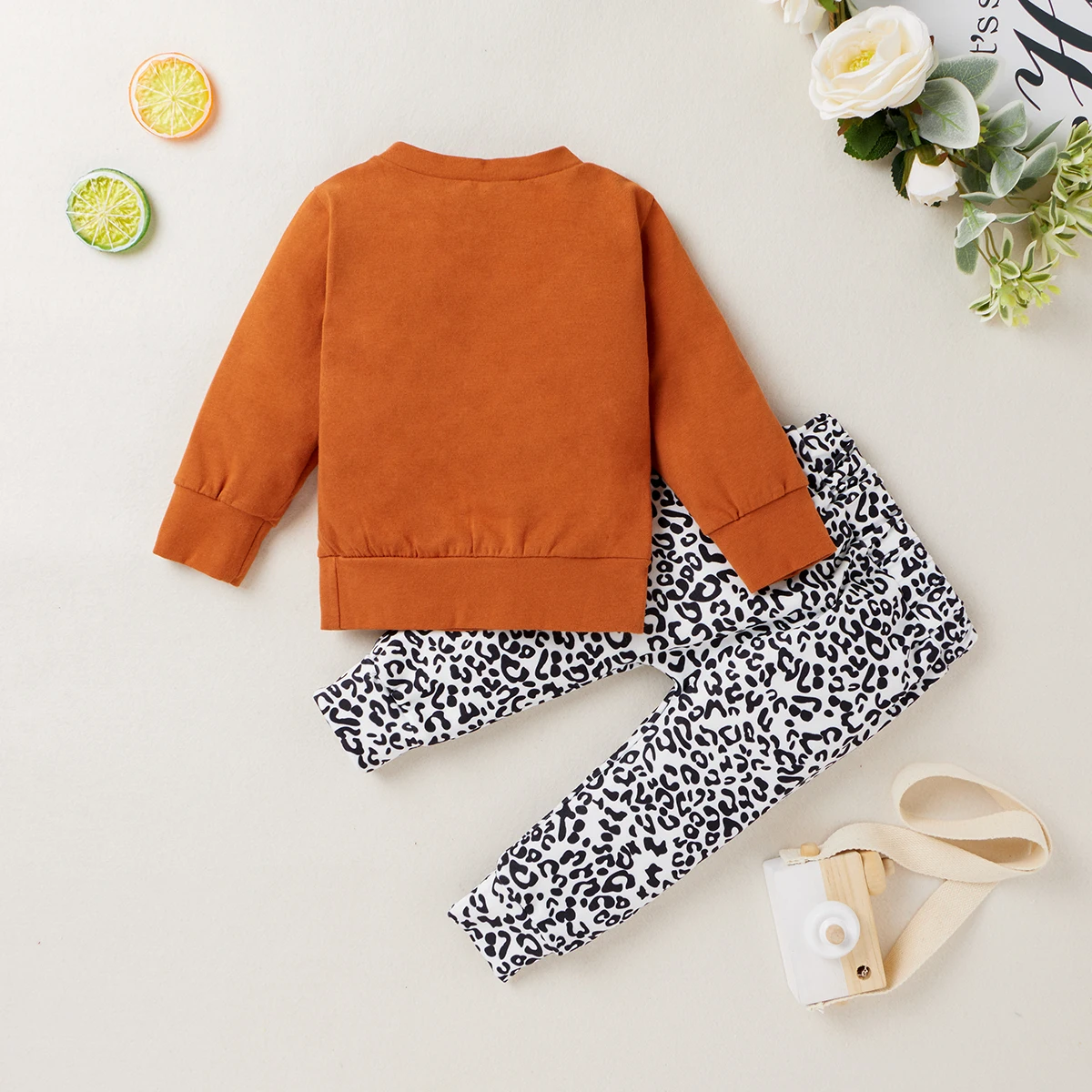 

Spring Newborn Baby Girls Boys 0-24M Clothes Sets Rainbow Leopard Print Long Sleeve Pullover Sweatshirt Tops Pants