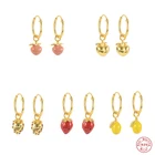 Женские серьги-подвески из серебра 925 пробы с эмалью