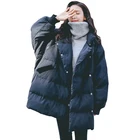 Куртка-бомбер женская хлопковая, базовая свободная парка в Корейском стиле, базовая верхняя одежда в стиле Харадзюку, большие размеры, на зиму