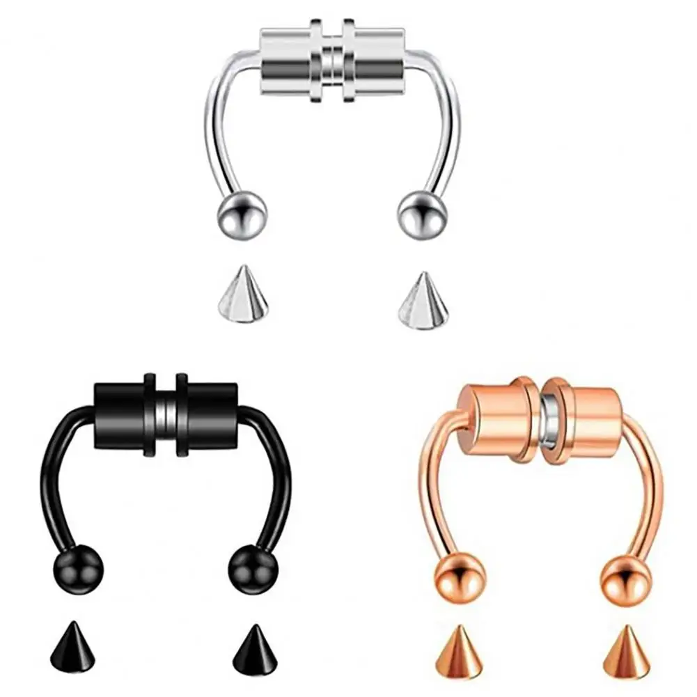 

New Arrival!!! Nose Ring Reusable Alloy Fake Magnetic Horseshoe Non Piercing Hoop for Party Bar