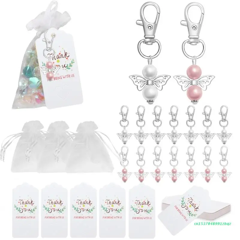 

Angel Wing Keychain Thank You Tags Guest Return Favors for Bridal Shower Gifts