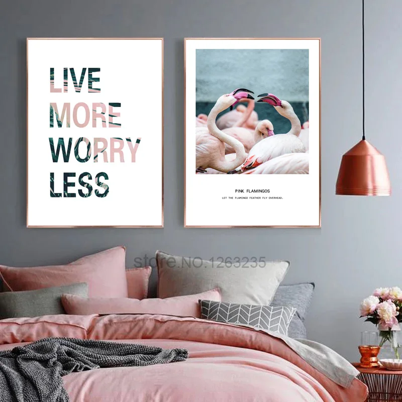 Pink Flamingo Nordic Poster Prints Animal Wall Art Canvas Painting Cuadros Picture Posters Modern Gifts Home Decor Unframed | Дом и сад