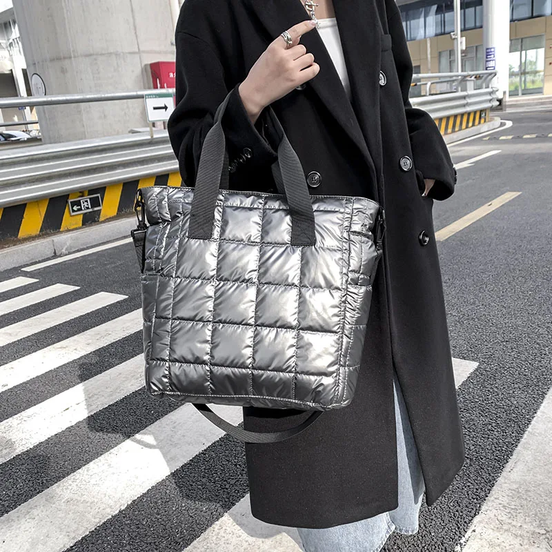 2021 Large Capacity Ladies Down Bag Winter Fashion Space Cotton Handbags Women Shoulder Crossbody Bags Brand Designer Luxury Bag