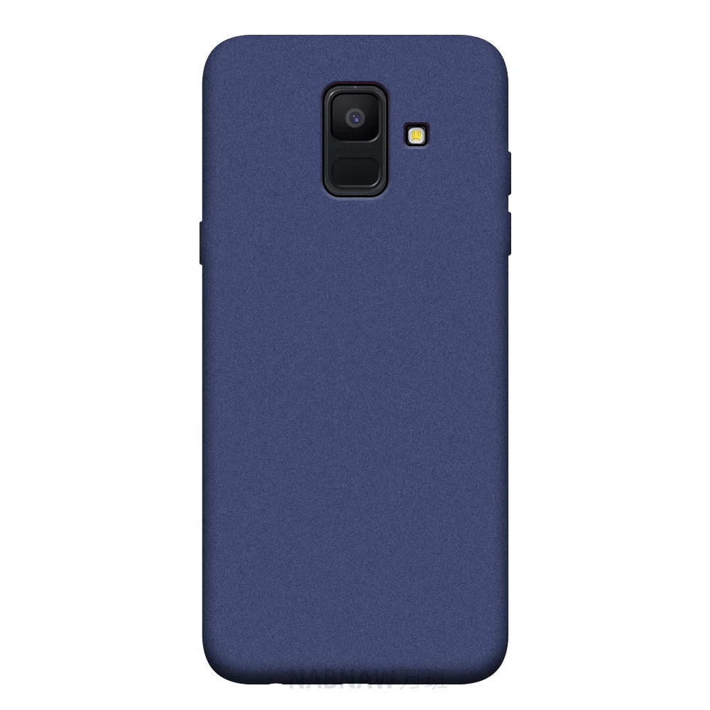 Аккуратный однотонный чехол для телефона samsung Galaxy A6 A6+ A7 A8 Plus A9 A3 A5 матовый Силиконовый Мягкий защитный чехол - Цвет: Blue Case