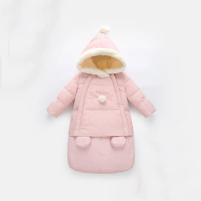 Шерстяной спальный мешок детский зимний 75*34 см голубой и розовый цвет теплый для