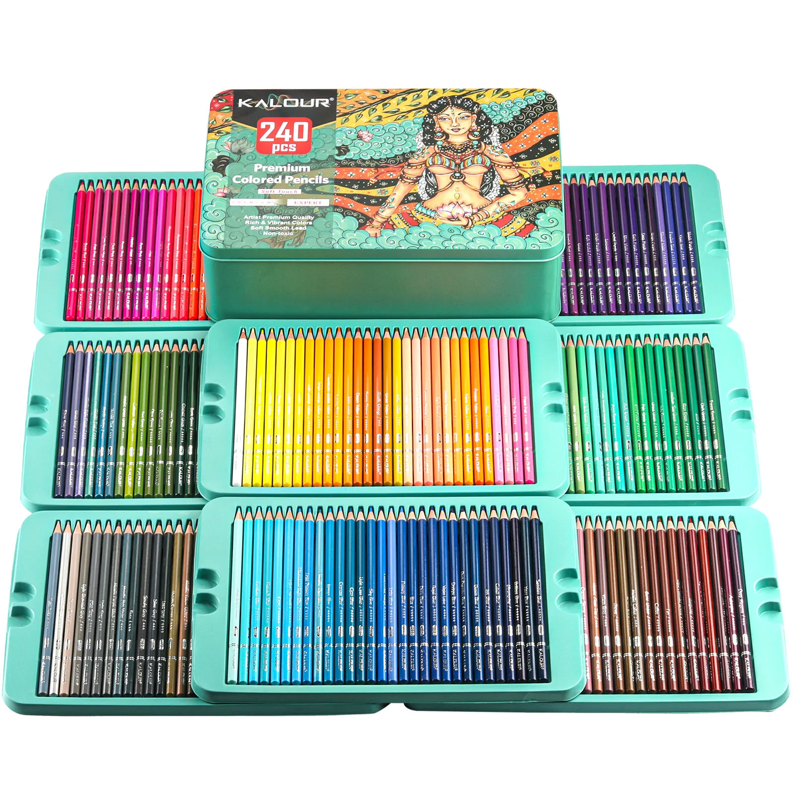 240 Colored Pencils, Professional Soft Core Colored Pencil Drawing Set, School Student Artist Gift Art Supplies