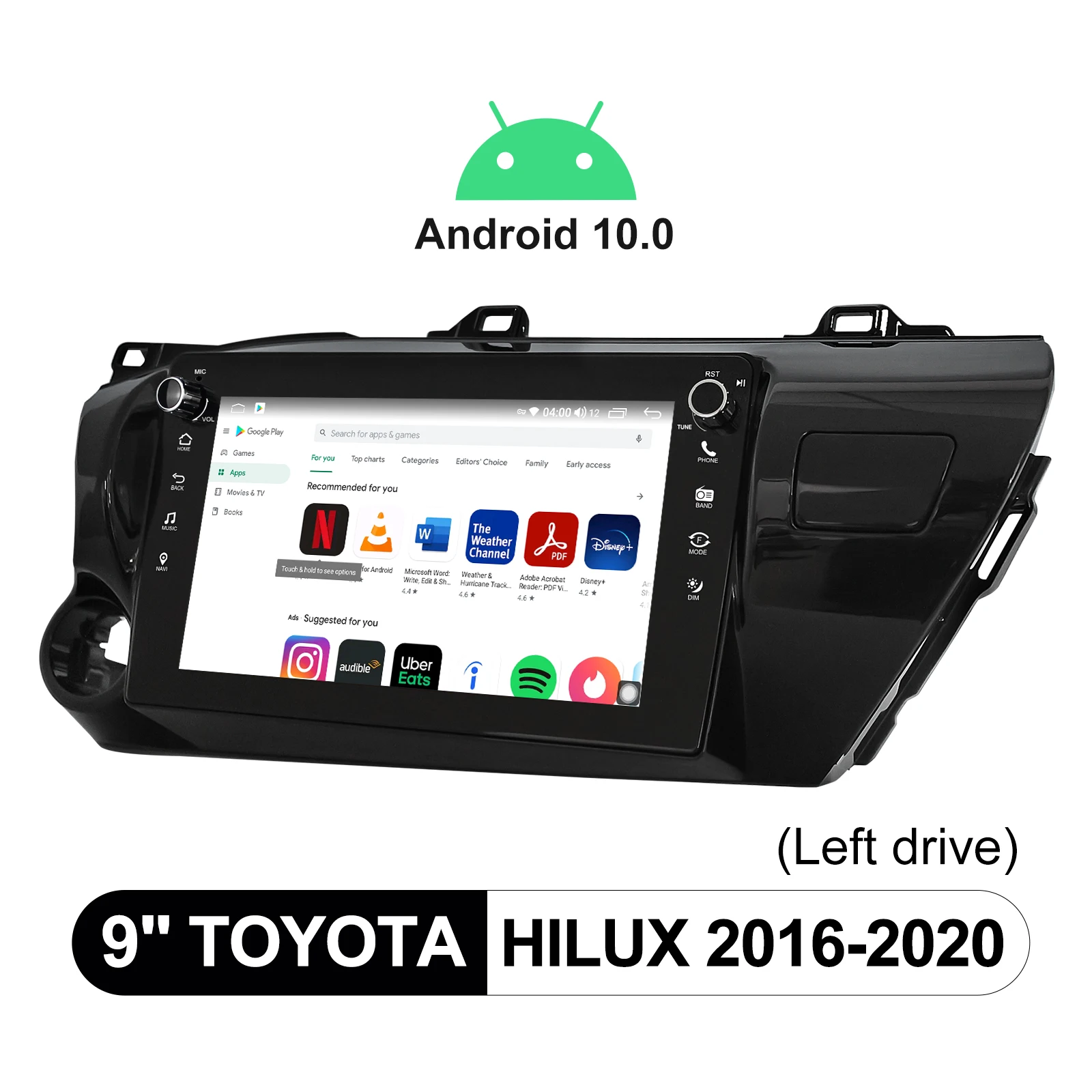 저렴한 자동차 라디오 1din 안드로이드 10 자동차 멀티미디어 플레이어 DVR OBD2 카메라 무선 카플레이 도요타 Hilux 2016-2020 9 인치 헤드 유닛 스테레오