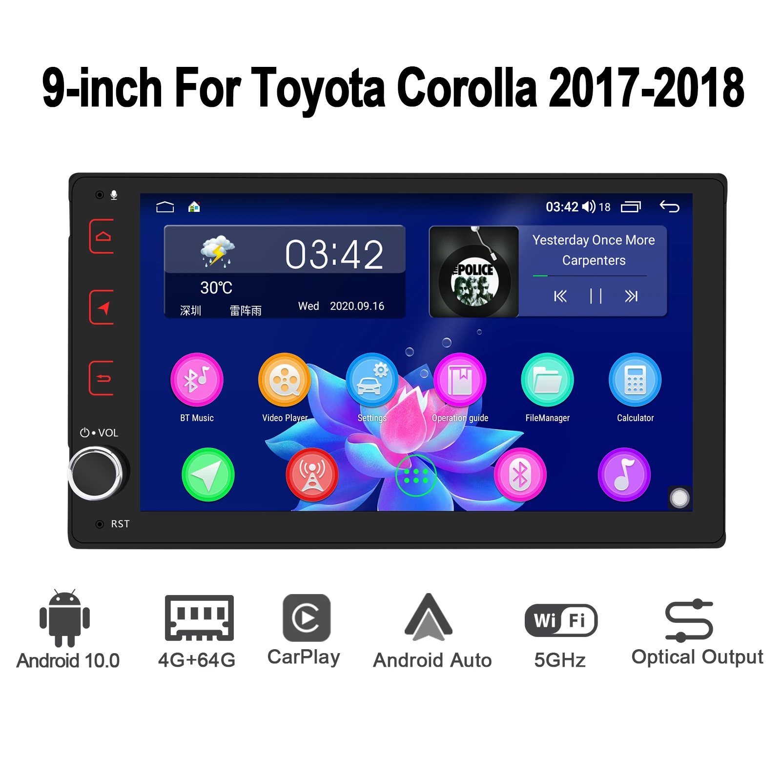 Автомобильный мультимедийный плеер JOYING Android 10 0 4 Гб + 64 ГБ 8 ядер для Toyota