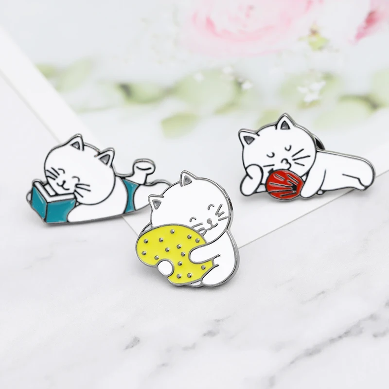 Палец кошка забавный кот эмаль шпильки жесткий значок с эмалью значки броши