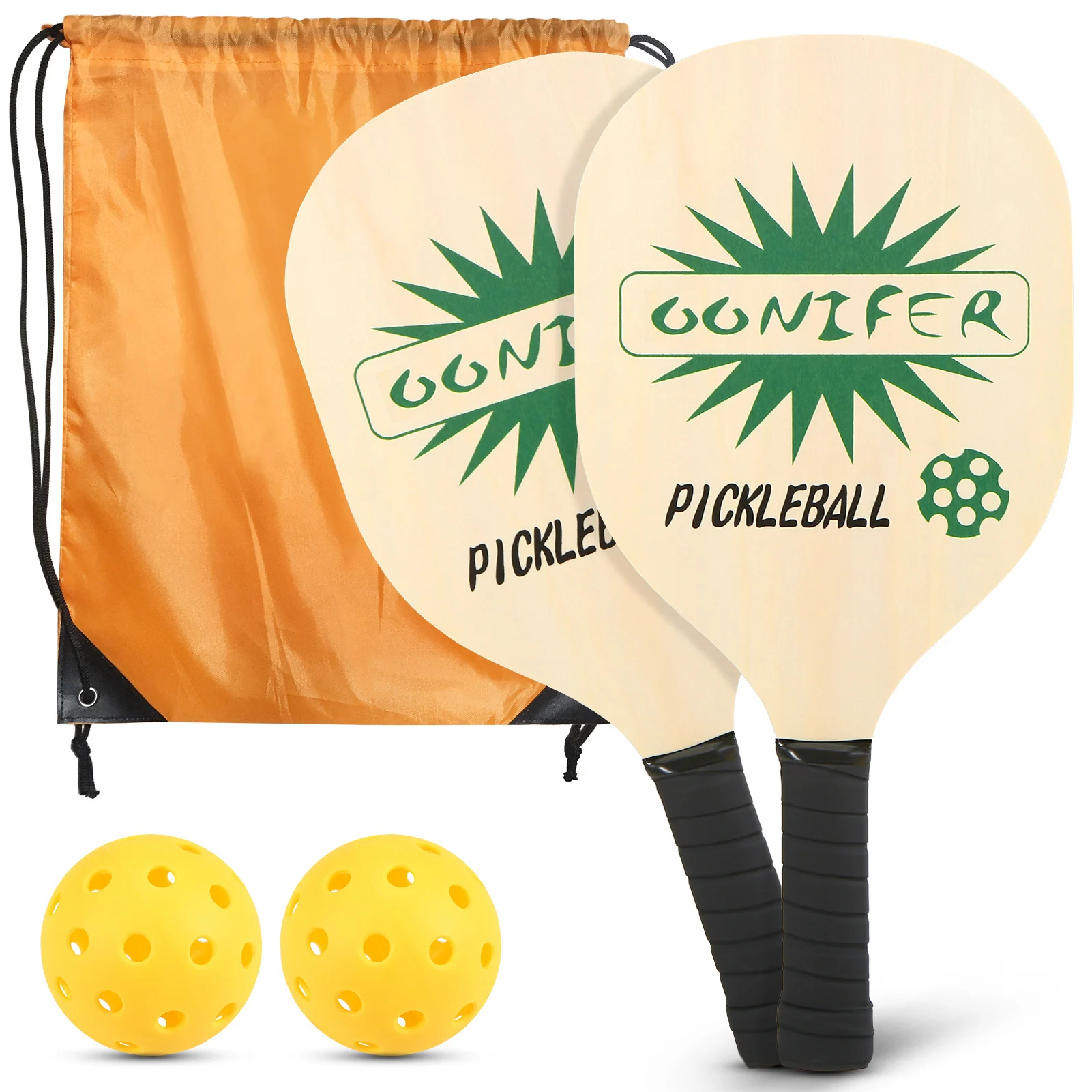 

Деревянный набор весел Pickleball, светильник, весовые весла Pickleball с сумкой для переноски, ракетки Pickleball с эргономичной подушкой, 2 мяча