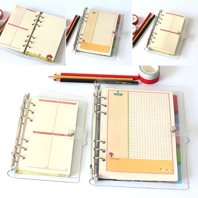 

A7 A5 A6 Spiral transparent PVC Notebook Cover Loose Diary Coil Ring Binder Filler Paper Seperate Planner Receive Bag Card