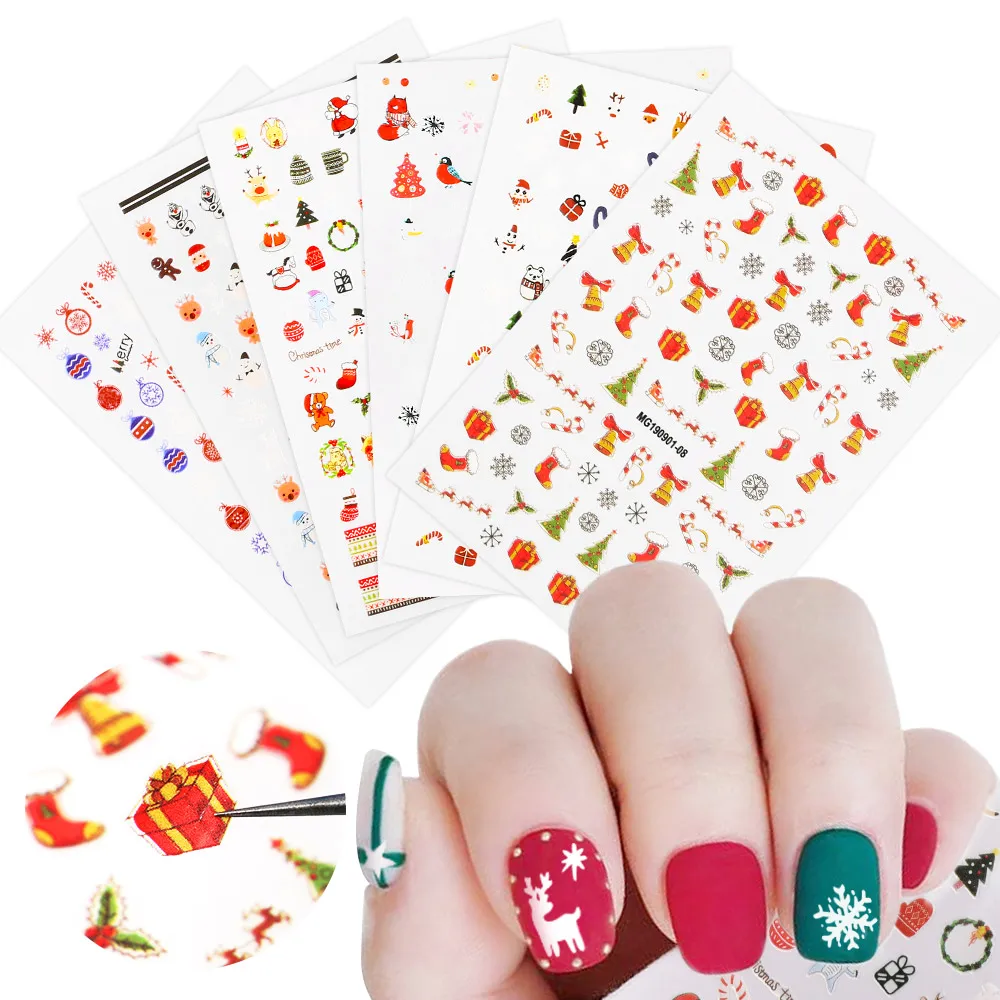 

1 Sheet Christmas series Image3D Self-Adhesive Snowflake Santa 3D Nail Stickers Nail Art Decorations Nail Decals Design