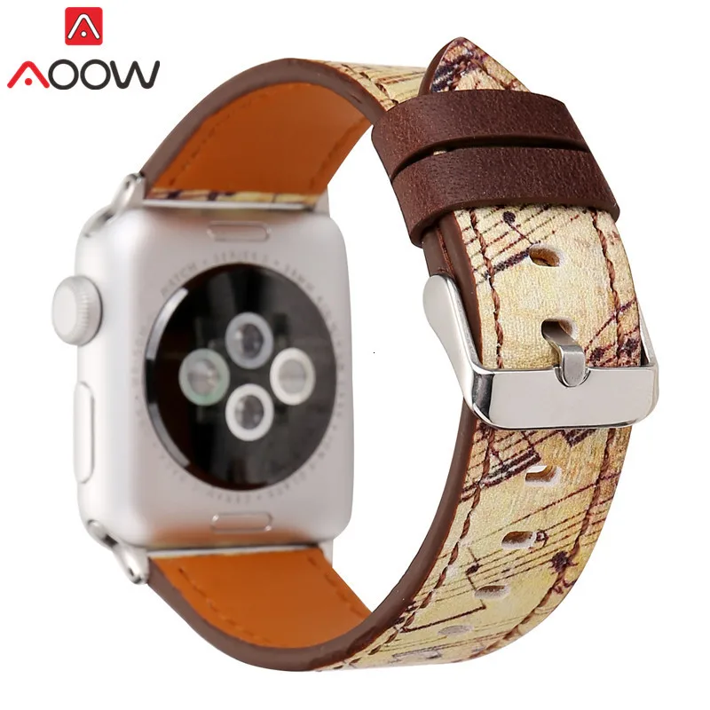 Винтажный кожаный ремешок для часов Apple Watch 38 мм 42 мм красный цветочный принт для женщин и мужчин сменный мужской т-браслет ремешок для iwatch 1 2 3