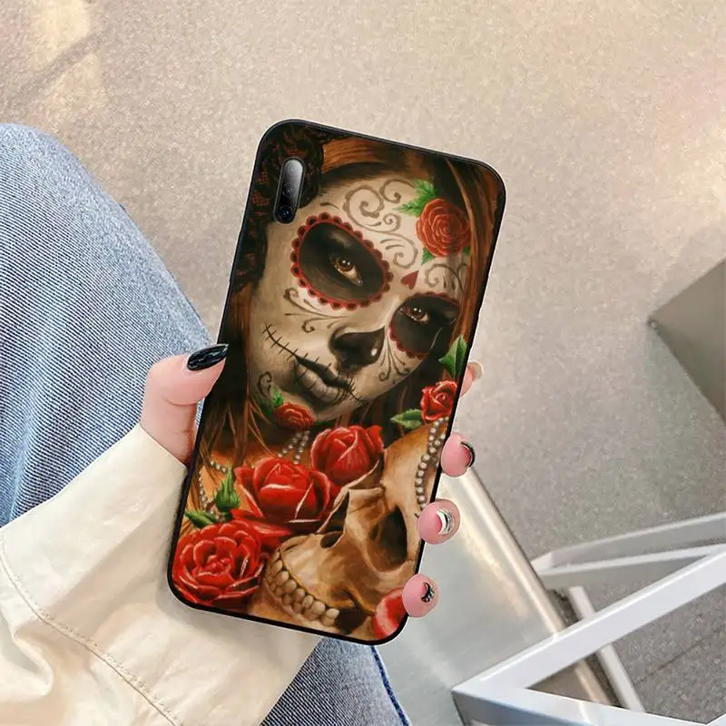 

Catrina beautiful rose girl Skull Art Phone Case For Redmi Note 10 8 9 K20 6 5a promaxCover Fundas Coque