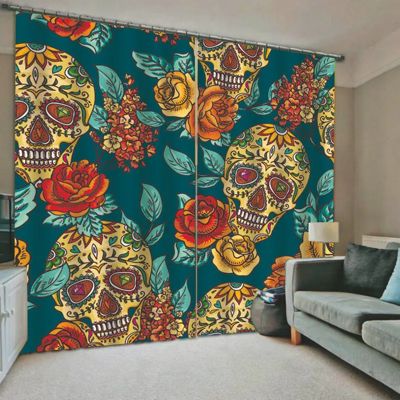 Хэллоуин украшения для дома затемненные 3D оконные шторы гостиной спальни cortinas