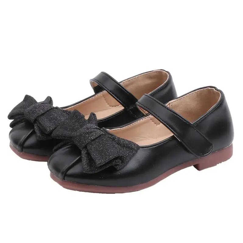 Обувь для девочек Вечерние черные туфли принцессы с бантом Школьная обувь mary jane