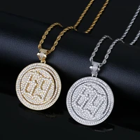 new fashion 69 saw necklace cubic zircon saw horror movie theme hiphop pendant necklace stainless steel chain iced out rotatable