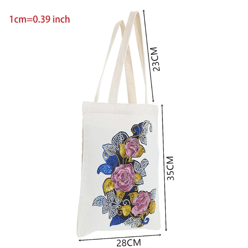 

Rose Diamond Painting Kits for Kids Adult Cross-Body Handbag with 5D DIY Rhinestone Cross Stitch Arts Makeup Bag for Christmas G