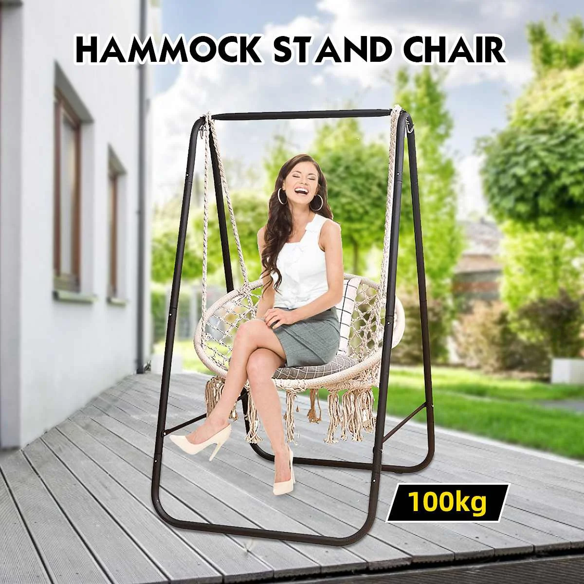 

Nordic Cotton Rope Hammock Chair Handmade Knitted Indoor Outdoor Kids Swing Bed Adult Swinging Hanging Chair Hammock