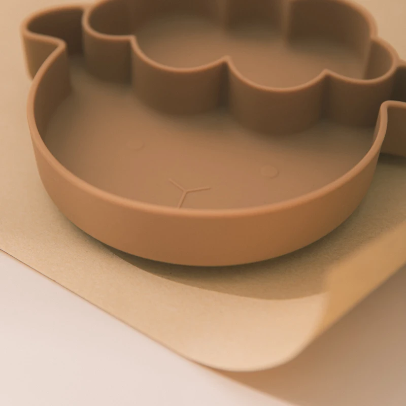 

Cartoon Sheep Food Grade Silicone Baby Dishes Meal Plate Meal Mat Integrated Design Creative Grid Bowl Infant Children Dishes