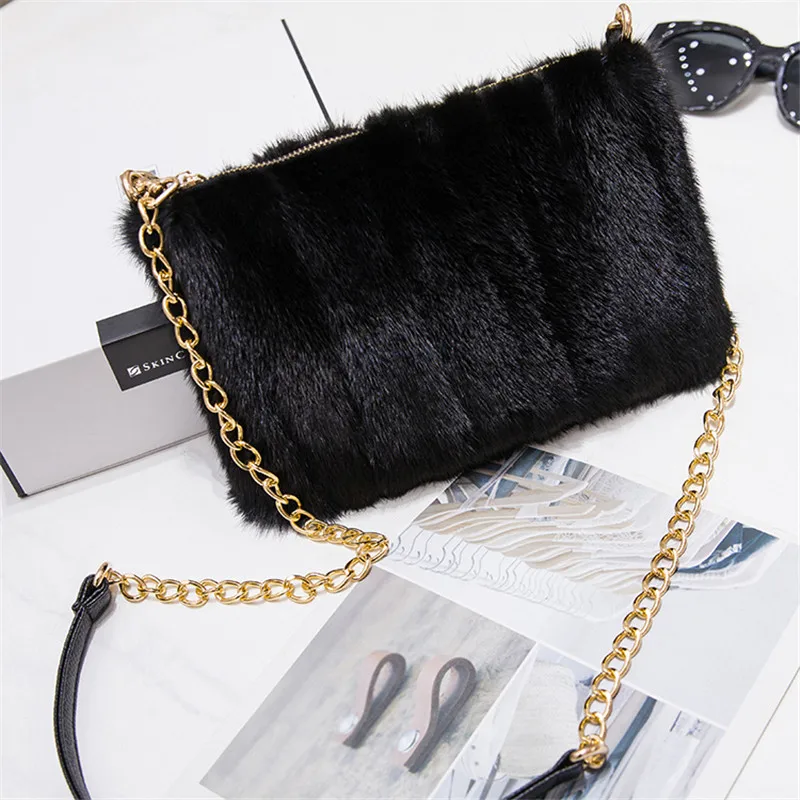 Real Mink Leather Bag Tote Bag Handbag Brand Party Bag Ladies Handbag Luxury Designer Evening Bag Mink Leather Bag